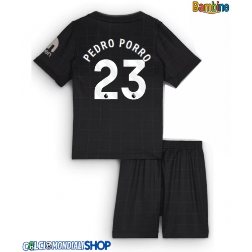 Maglie da calcio Tottenham Hotspur Pedro Porro #23 Seconda Maglia Bambino 2025-26 Manica Corta + Pantaloni corti)
